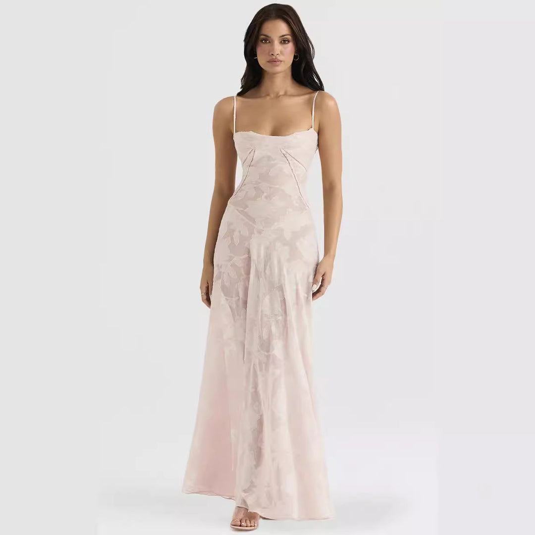 Damen Elegantes Maxikleid mit floralem Häkelmuster und raffiniertem Schnitt Drune