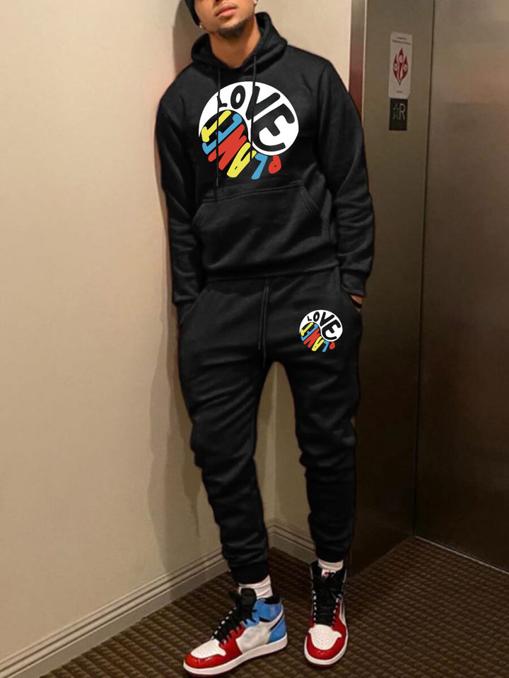 Herren Hoodie und Jogginghose Set mit kreativem Print Drune