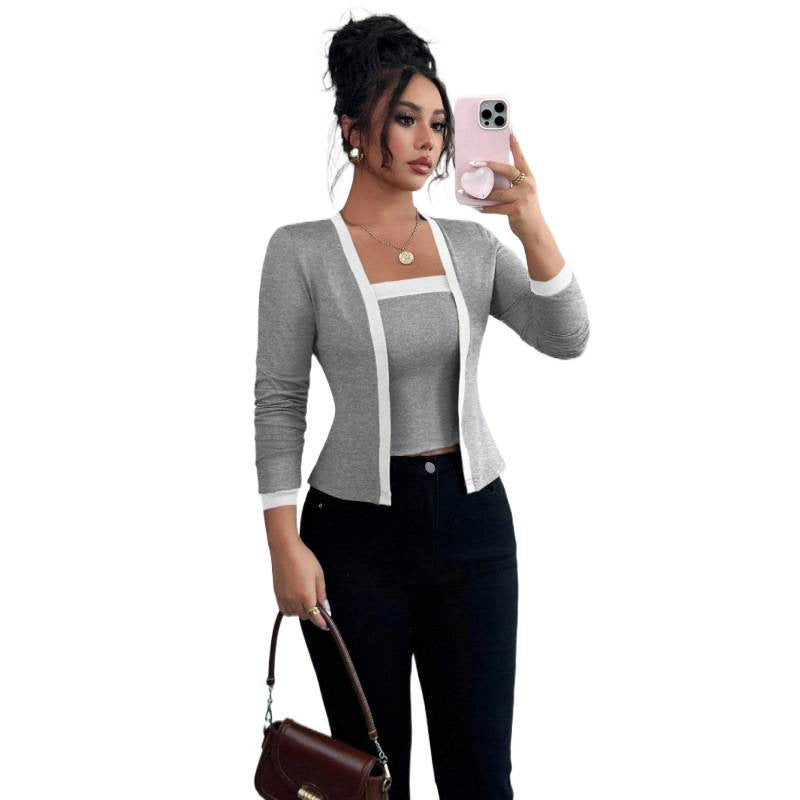Damen modische Jacke mit schmalem Schnitt und eleganter Knopfleiste Drune