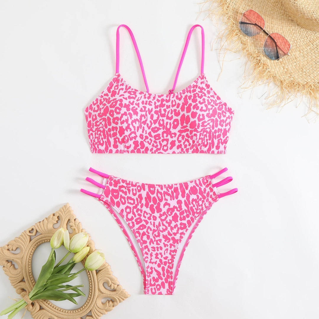 Damen Triangel-Bikini mit aufregendem Leopardenmuster und sportlichen Details Drune