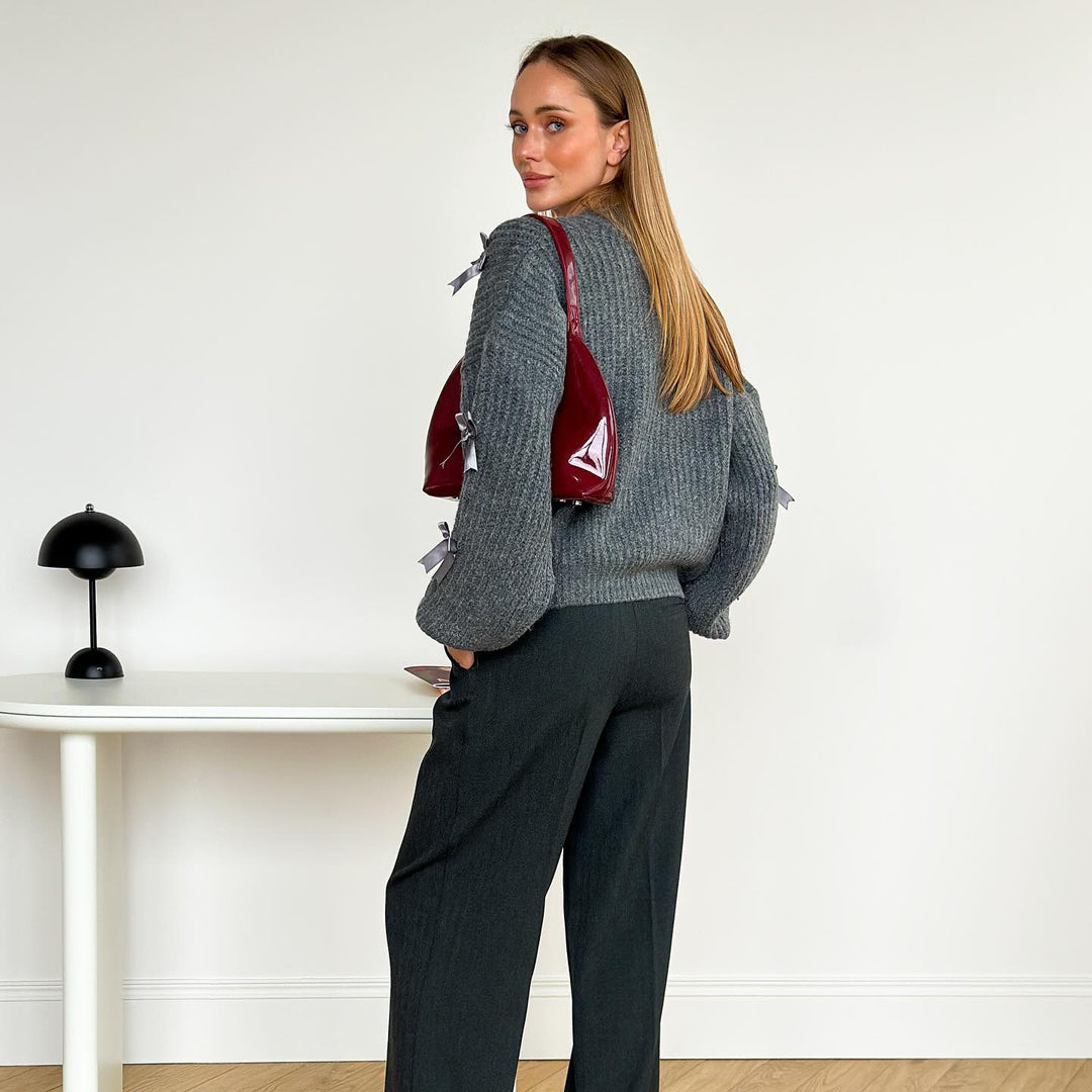Damen Strickjacke mit romantischen Rüschendetails Drune
