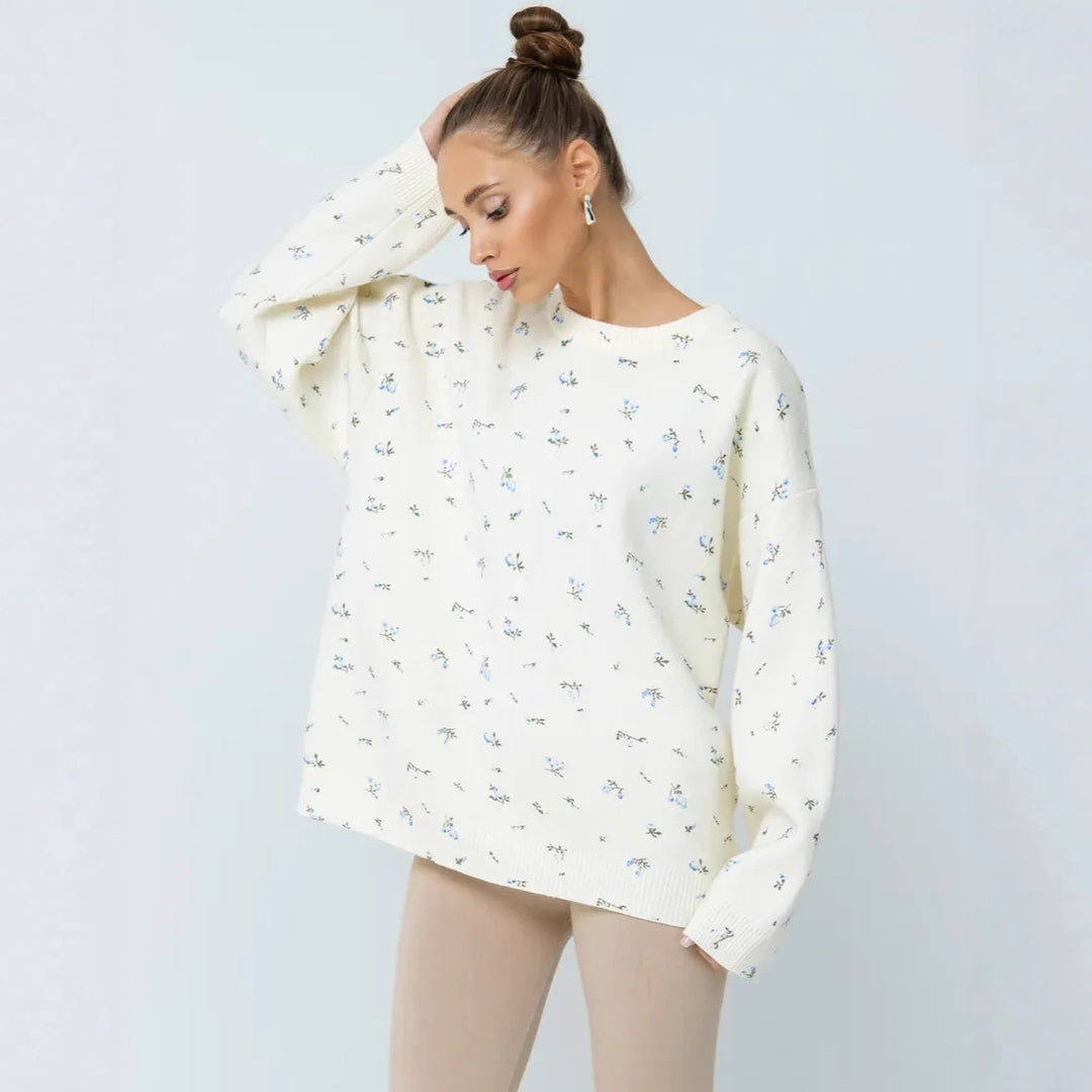 Damen lässiger Sweatpullover mit floralem Design und oversized Schnitt Drune
