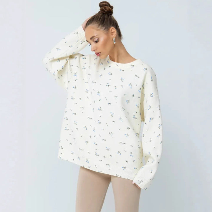 Damen lässiger Sweatpullover mit floralem Design und oversized Schnitt Drune