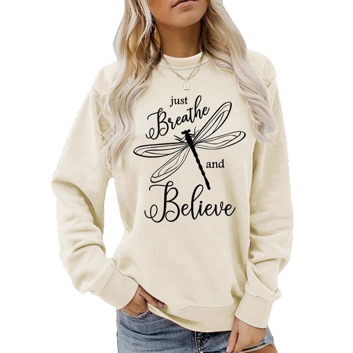Damen Sweatshirt mit inspirierendem Drachenfliegen-Motiv und lässigem Schnitt Drune