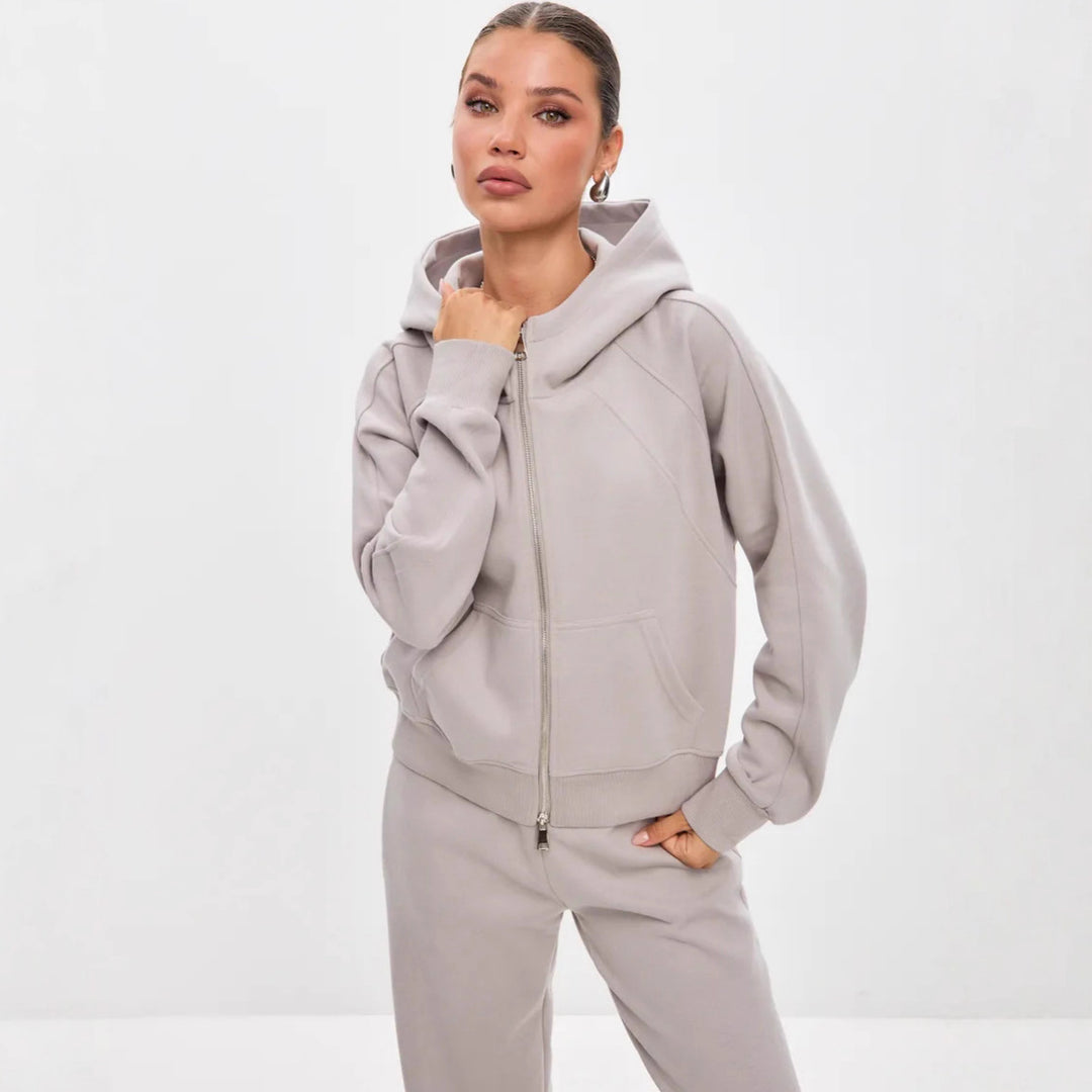 Damen Sportliches Set aus Kapuzenjacke und lässigen Jogginghosen Drune