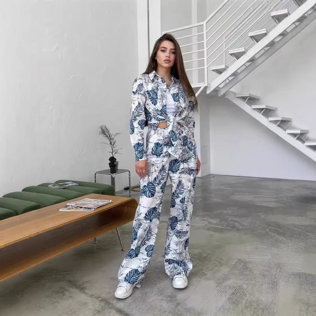 Damen lässiges Freizeit-Lounge-Set mit floralem Muster Drune