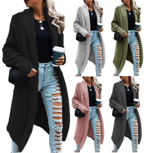 Damen Strickmantel im urbanen Look mit offenem Schnitt und strukturierter Textur Drune