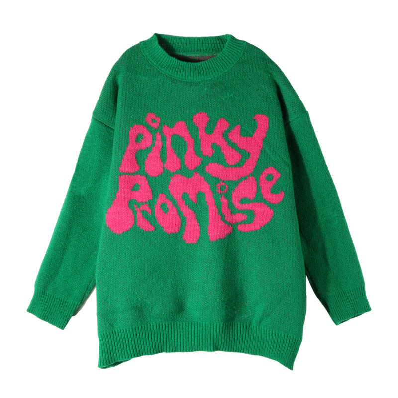 Damen Grobstrickpullover mit auffälligem Schriftzug und lässigem Schnitt Drune