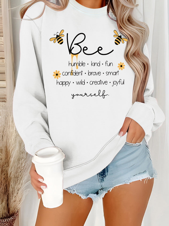 Damen Sweatshirt mit inspirierendem Bienenmotiv und positiven Affirmationen Drune