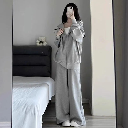 Damen Bequemes Oversized Sportanzug mit Kapuze und seitlichen Taschen Drune