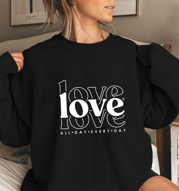Damen Sweatshirt mit voluminösen Ärmeln und modernem Love-Print Drune