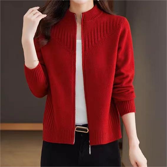 Damen Strickjacke mit hohem Kragen Drune