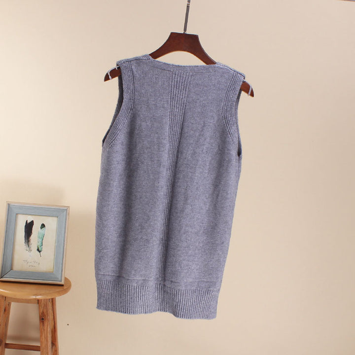 Damen Ärmelloses Stricktop mit V-Ausschnitt und Feinstrickstruktur Drune