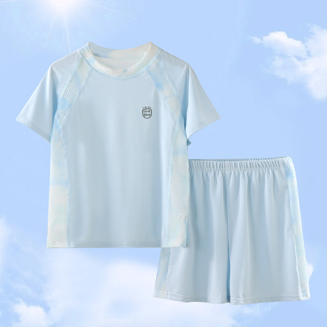 Damen nan UV-Schutz Bade-Set mit Kurzarm-Rashguard und elastischen Badeshorts Drune