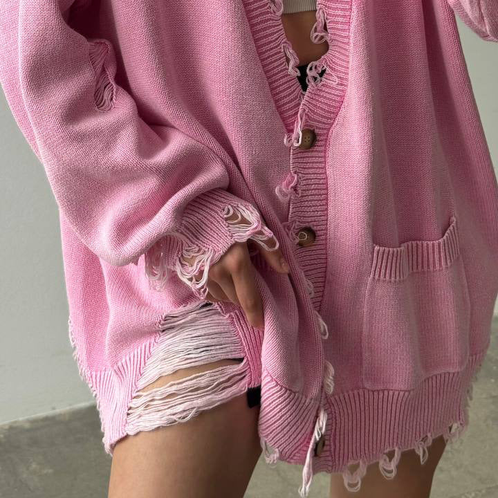 Damen Lässige Strickjacke mit vintage-inspirierten Fransen Drune