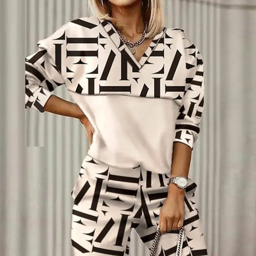 Damen modisches Set mit geometrischem Muster Drune