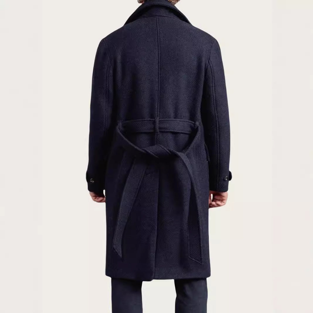 Herren eleganter Wool Peacoat Drune