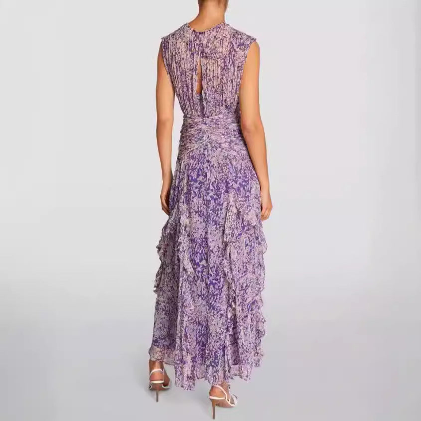 Damen Wickel-Maxikleid mit Rüschendetails und floralem Muster Drune