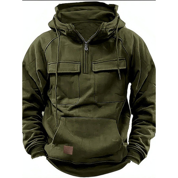 Herren funktionale Kapuzenpullover mit praktischen Taschen und kurzem Reißverschluss Drune