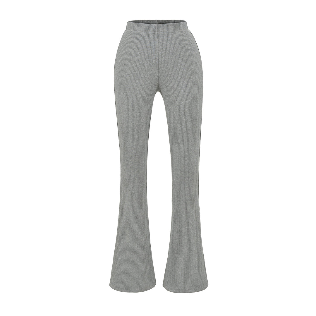 Damen elegante Flared-Hose mit hoch tailliertem Schnitt und feinem Rippdesign Drune