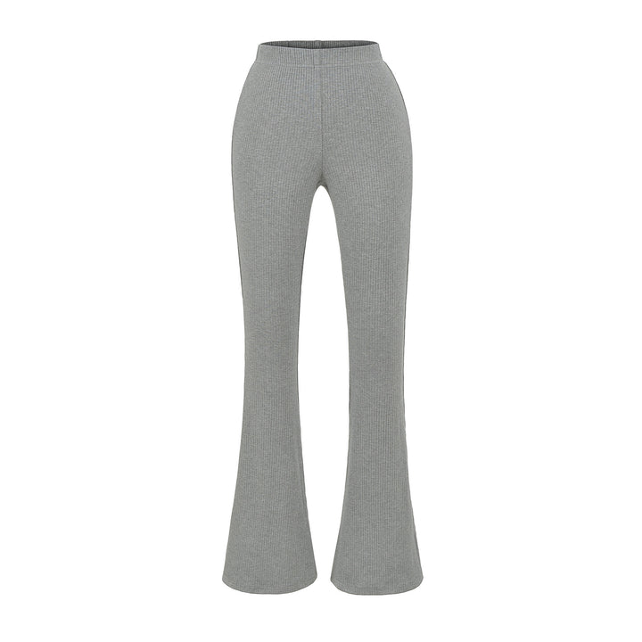 Damen elegante Flared-Hose mit hoch tailliertem Schnitt und feinem Rippdesign Drune