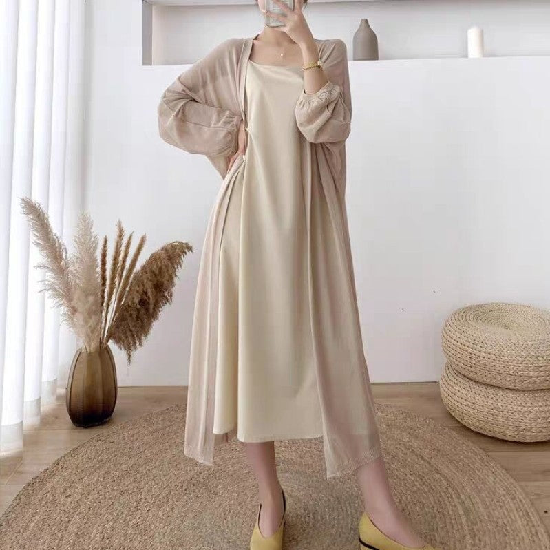Damen Maxikleid mit leichtem Kimono-Overlay Drune