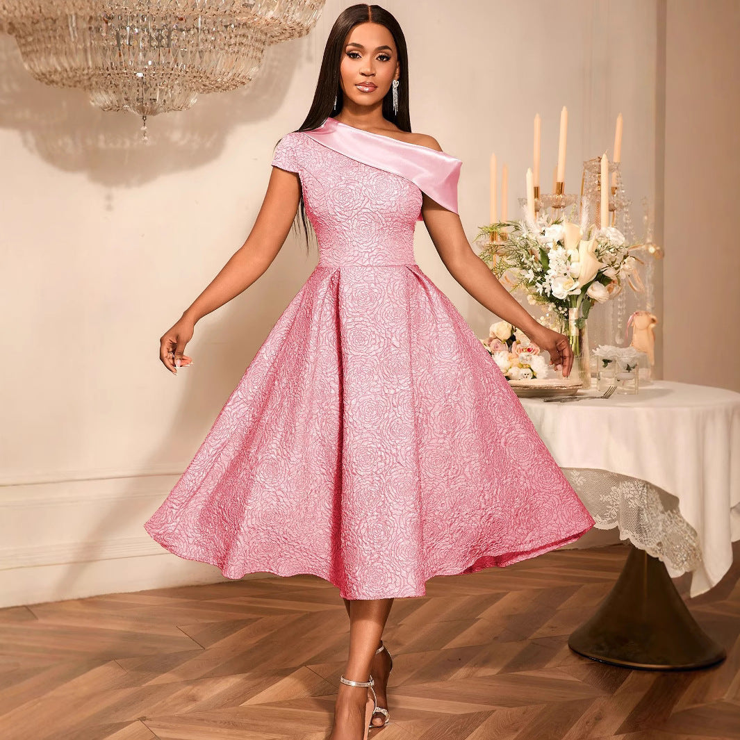 Damen elegantes A-Linien Kleid Drune