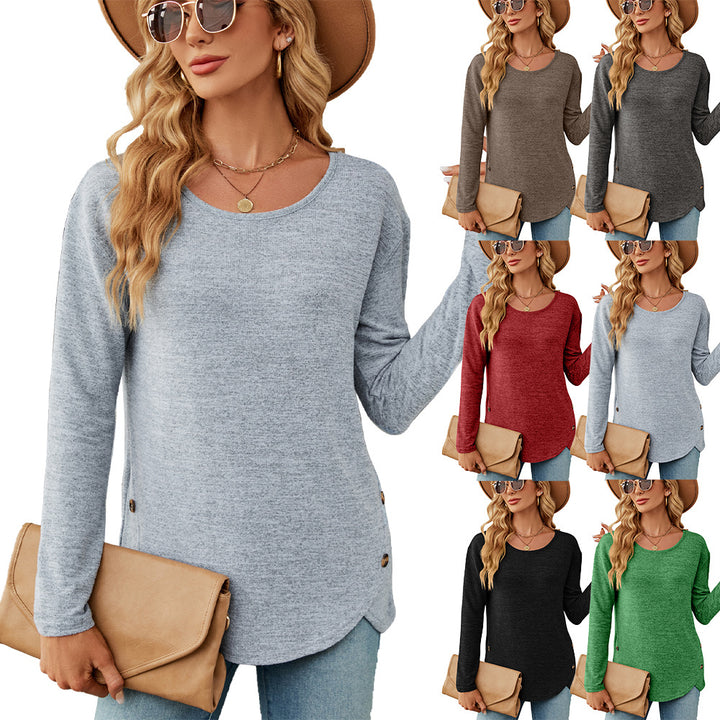 Damen lässiges Longsleeve Oberteil mit modernen Knopfdetails Drune