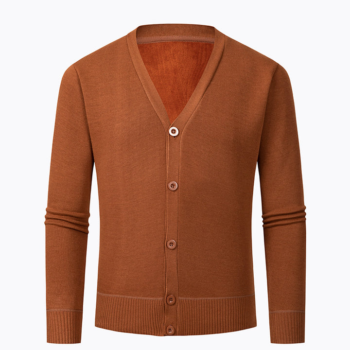 Herren Strickjacke mit V-Ausschnitt und knopflosem Design Drune