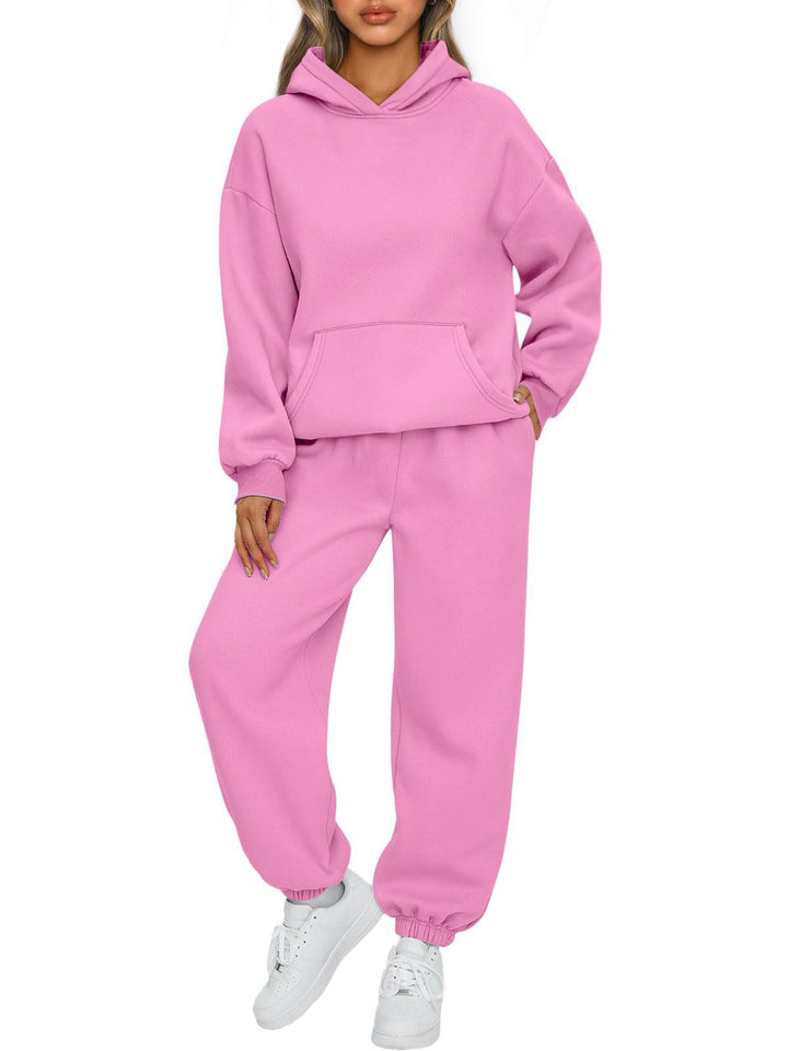 Damen nan kuscheliges oversized Hoodie und Jogginghose Lounge Set aus Baumwollmischung Drune