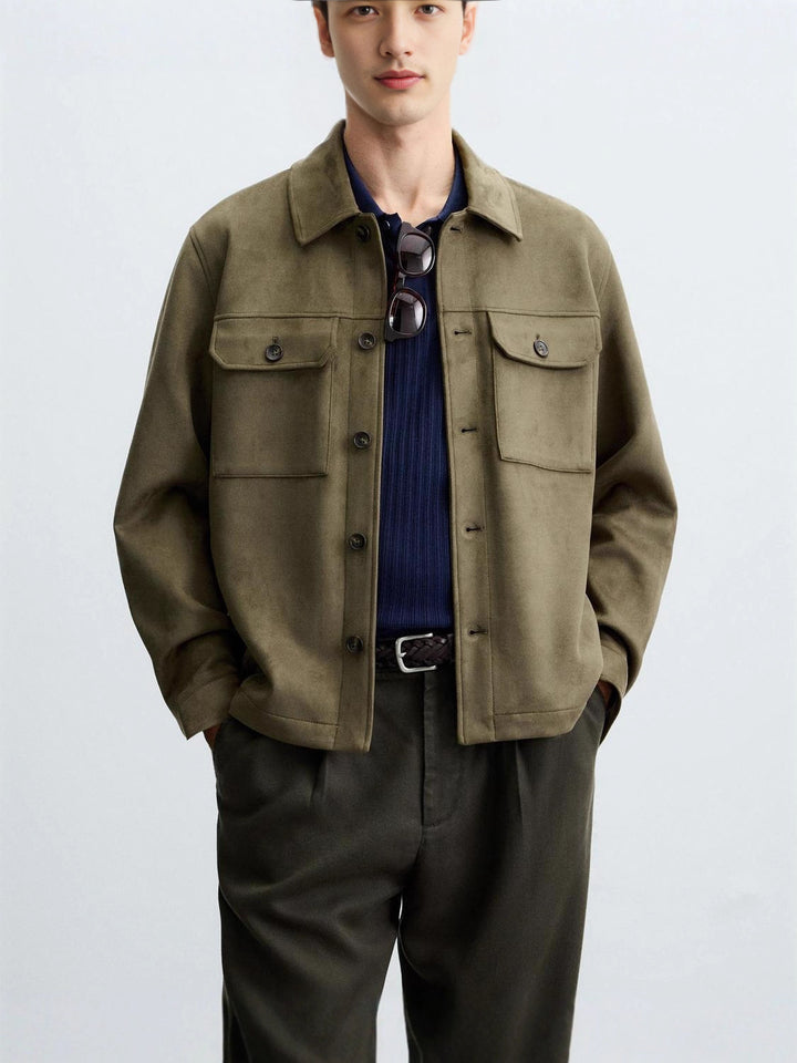 Herren modische Overshirt-Jacke mit robusten Brusttaschen und praktischen Druckknöpfen Drune