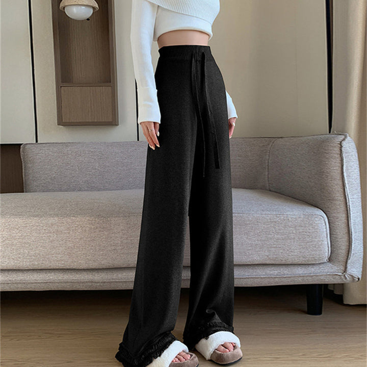 Damen Elegante und bequeme High-Waist-Hose mit eleganten Fransen Drune