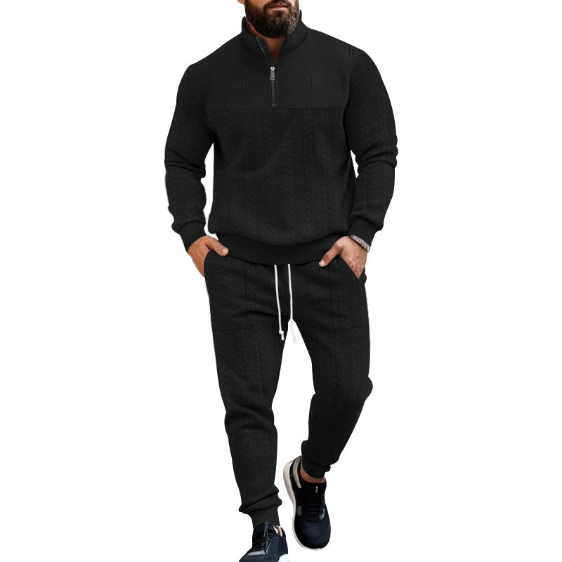 Herren nan Strukturiertes Halbzip-Sweatset mit Waffelstrick und konischer Jogginghose Drune
