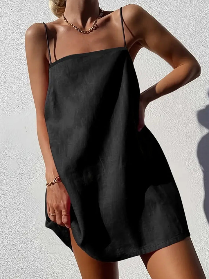 Damen luftiges Sommerkleid mit schmalen Trägern und lässigem Schnitt Drune