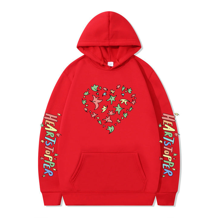 Damen Kapuzenpullover mit kreativem Herz- und Blattmotiv Drune
