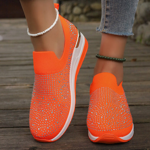 Damen Glitzernde Slip-On Sneakers mit bequemer und dämpfender Sohle Drune