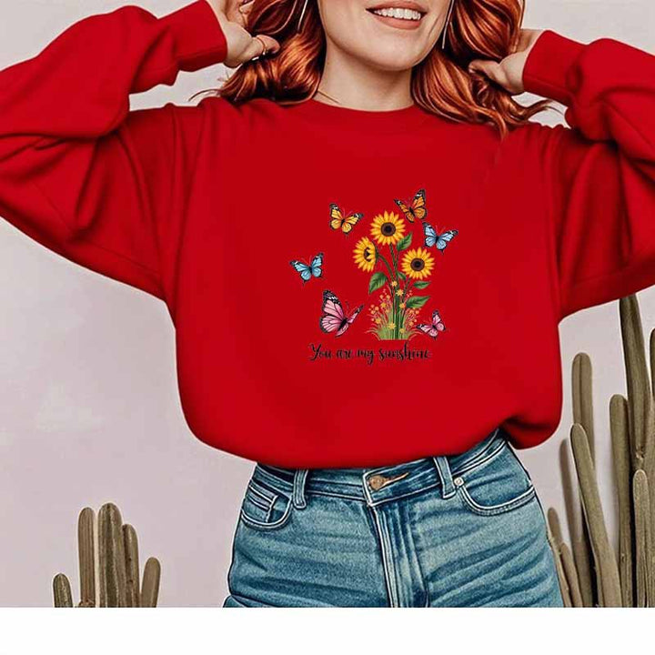 Damen Sweatshirt mit floralem Design und motivierendem Schriftzug Drune