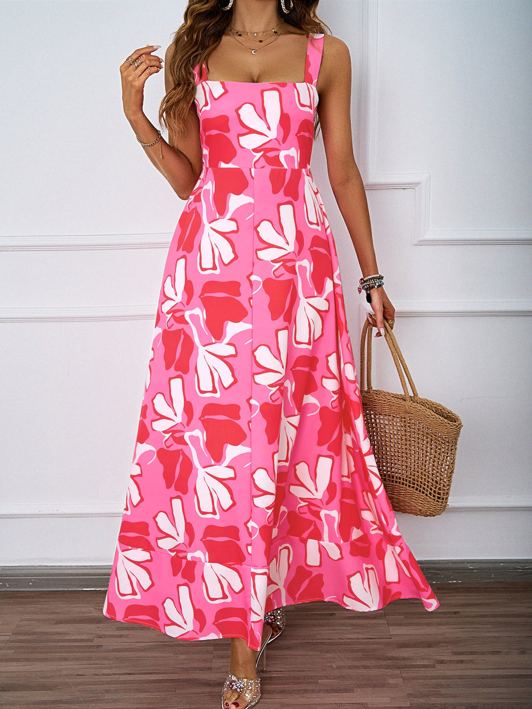 Damen Maxikleid mit modernem Blumendesign und schmeichelnder Silhouette Drune