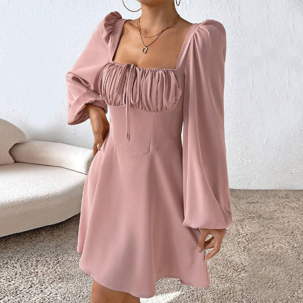 Damen Minikleid mit Rüschendetails und schickem Puffärmeln Drune