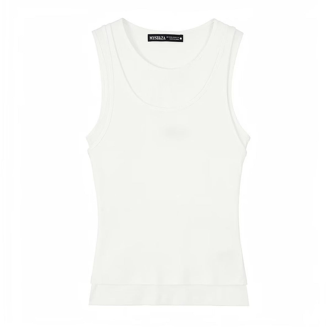 Damen ärmelloses Tanktop aus hochwertigem Stretch-Material mit figurbetontem Schnitt Drune