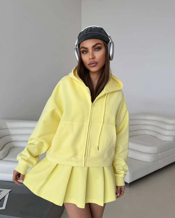 Damen lässiger Hoodie und Rock-Set Drune