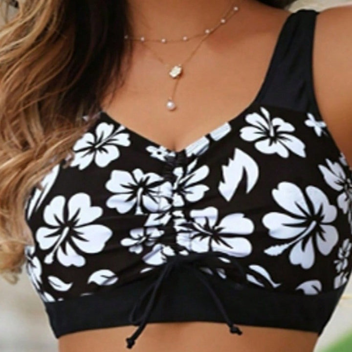 Damen Badeanzug-Set mit floralem Design und abnehmbarer Rockpartie Drune