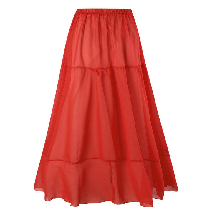 Damen Maxi-Rock aus transparenter Chiffon-Qualität mit elastischem Bund Drune