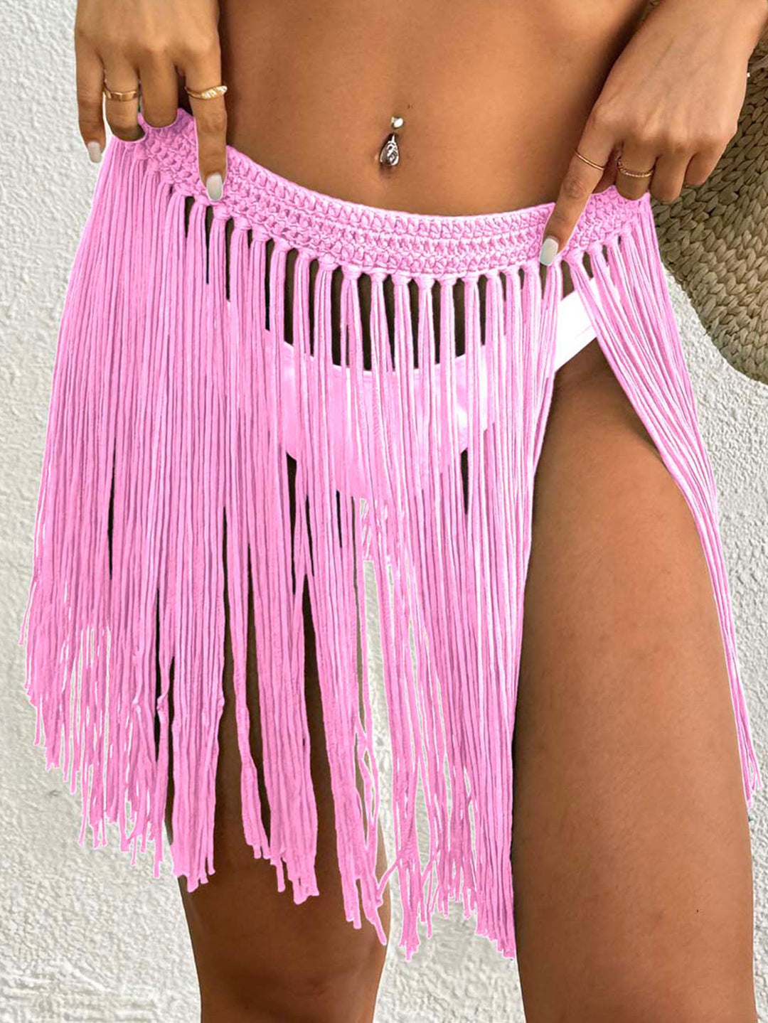 Damen Häkel-Strandrock mit fransigen Details Drune
