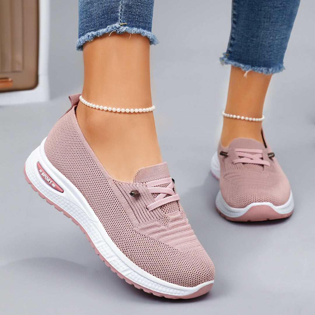 Damen nan gestrickter Slip-On-Loafer-Sneaker mit luftgepolsterter EVA-Zwischensohle und rutschfester Gummilaufsohle Drune