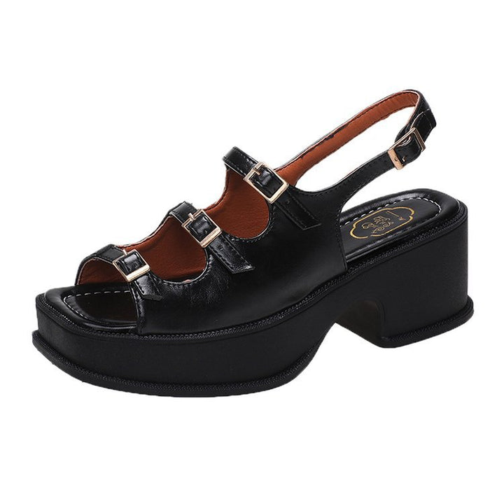 Damen Plateau-Sandalen mit verstellbaren Riemen und modischem Blockabsatz Drune