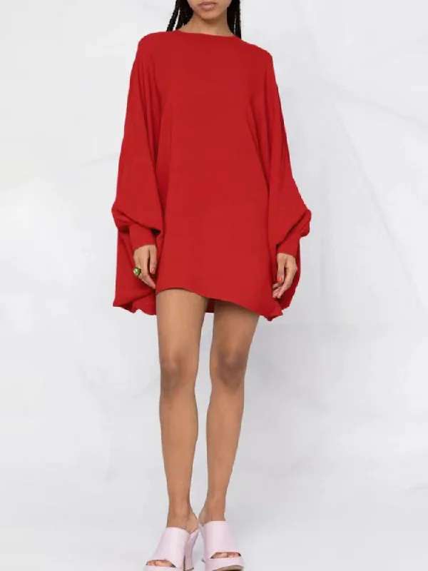 Damen Oversized Kleid mit schwingendem Saum und weit geschnittenen Ärmeln Drune