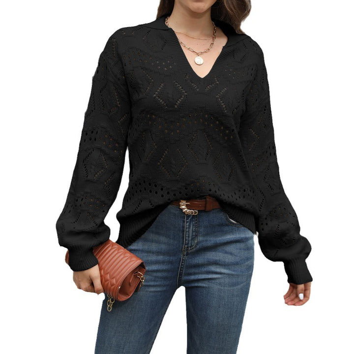 Damen luftiger Strickpullover mit Pikee-Muster Drune