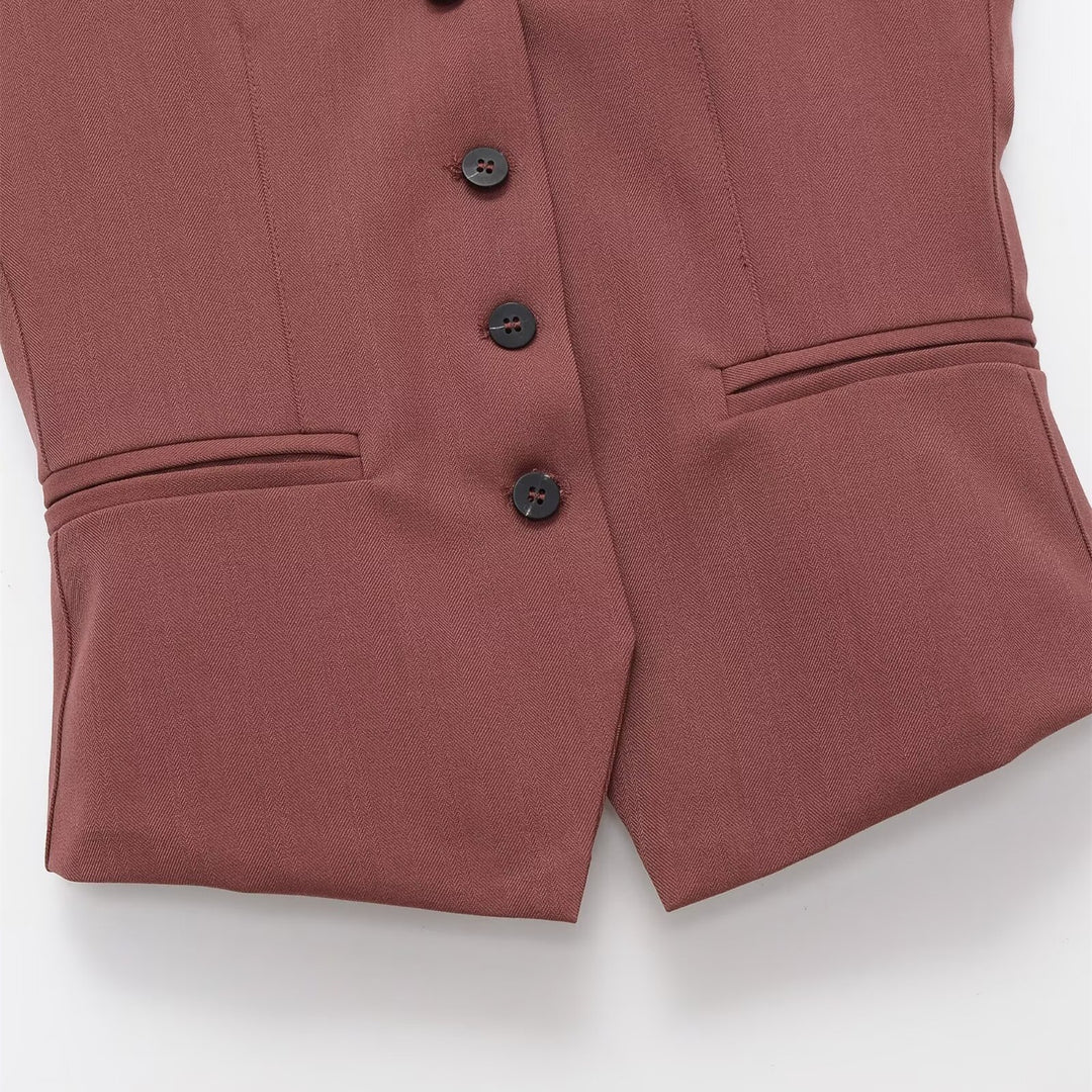 Damen ärmellose Blazerjacke mit eleganter Silhouette und feinen Details Drune