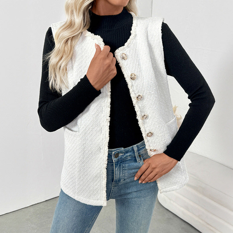 Damen Strickweste mit eleganter Knopfleiste und praktischen Taschen Drune